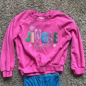 Rare Editions Bright Pink Glitter 'Jingle Bell' Sweatshirt